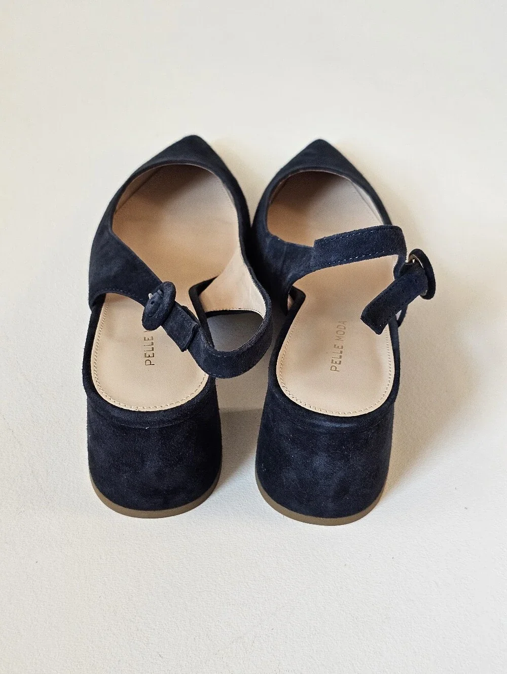 Pelle Moda Lake Navy Suede Slingback Block Heel Pointed Toe Pumps Women's 10M
